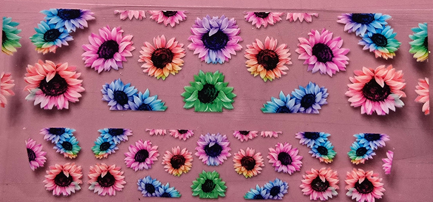 Mini Colorful Daisy Shot Glass Decal