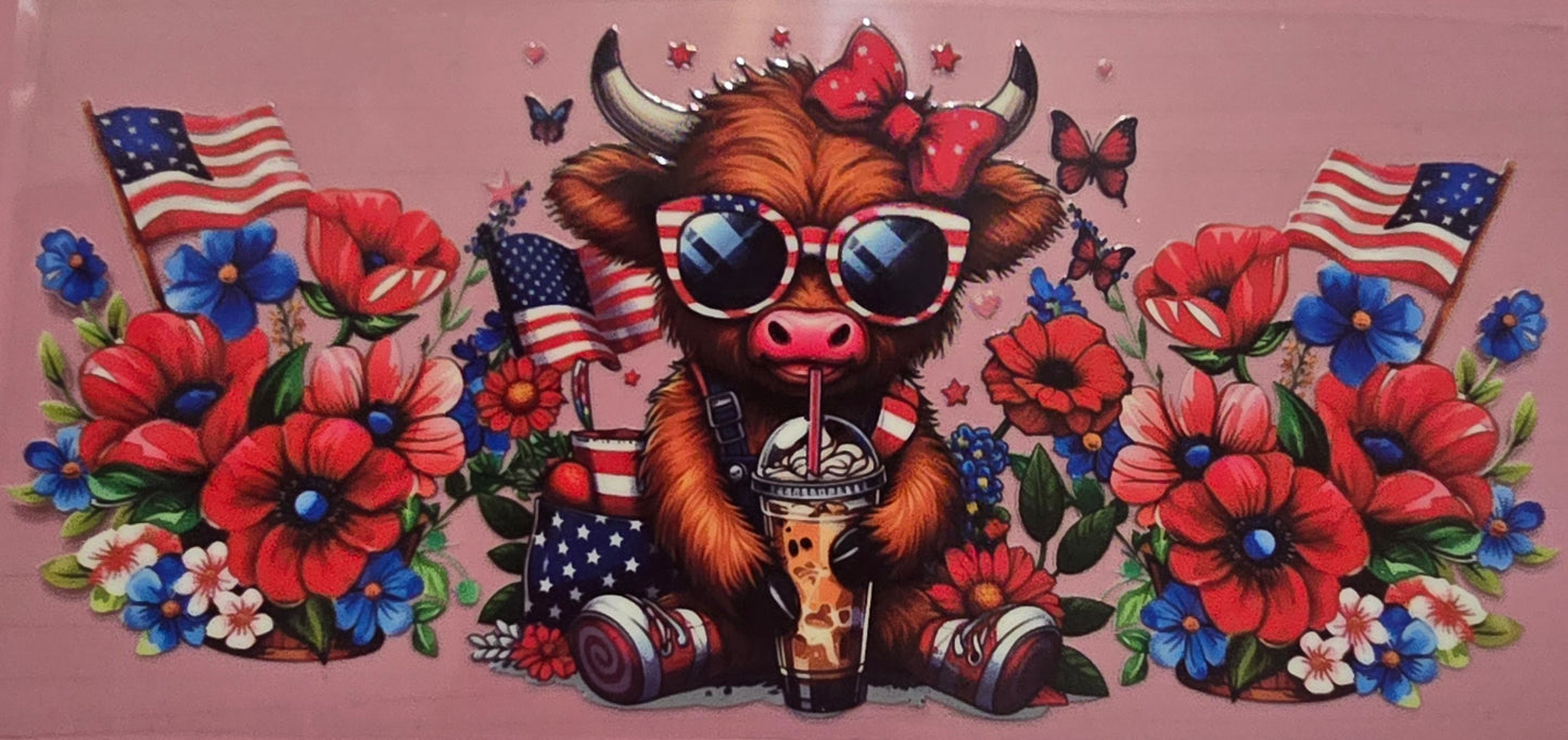 4th July Baby Highland Cow Wrap