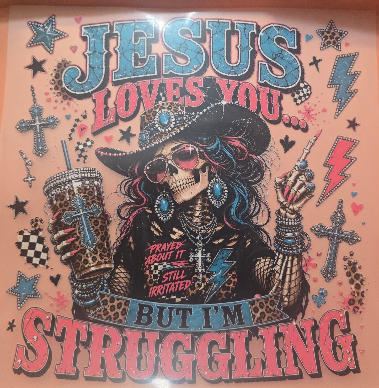 Jesus Loves You But I'm Struggling Shirt Or Tote Bag Transfer