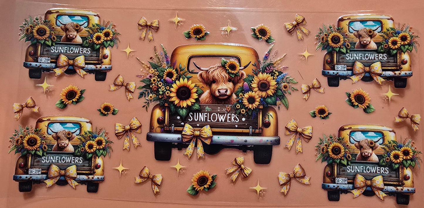 Sunflower Highland Cow Wrap