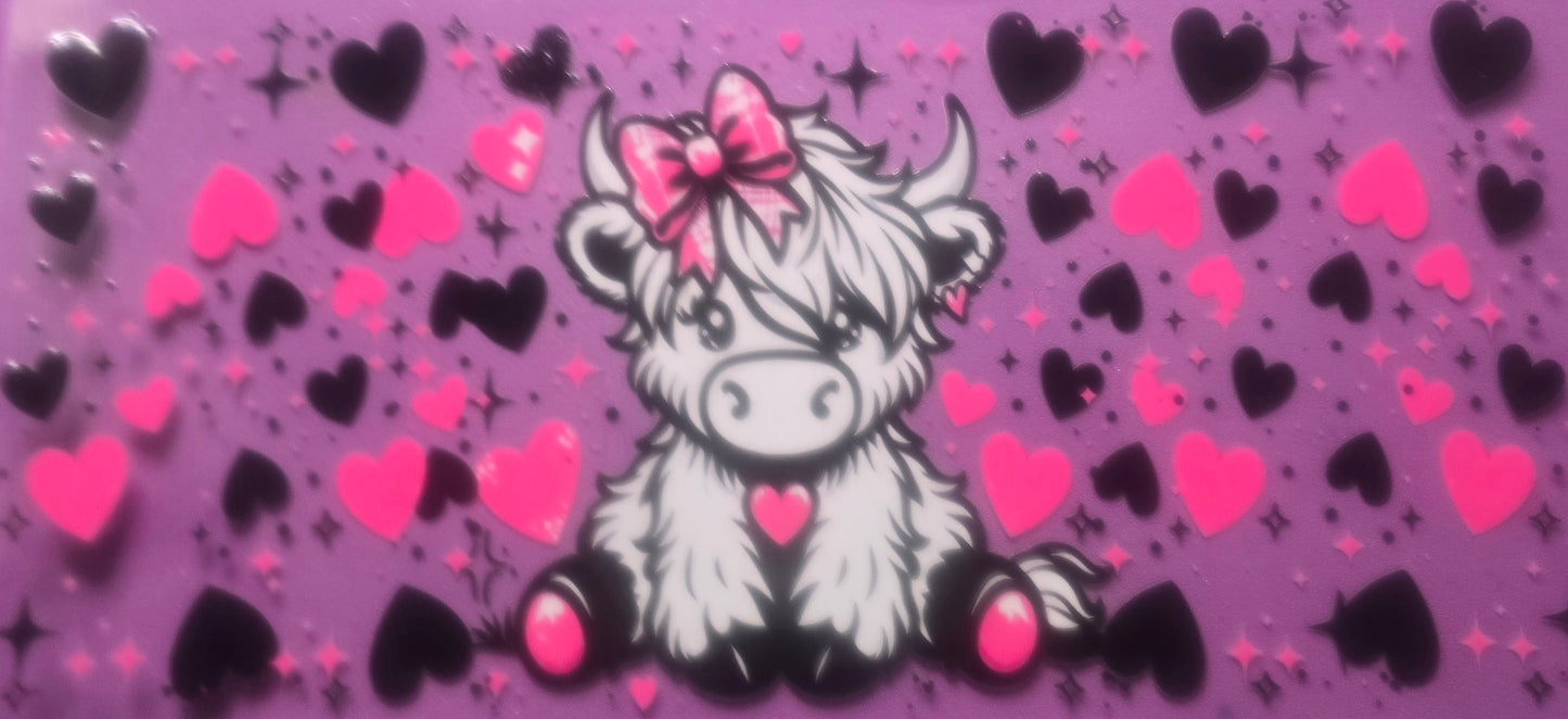 Pink & Black Heart HIghland Wrap