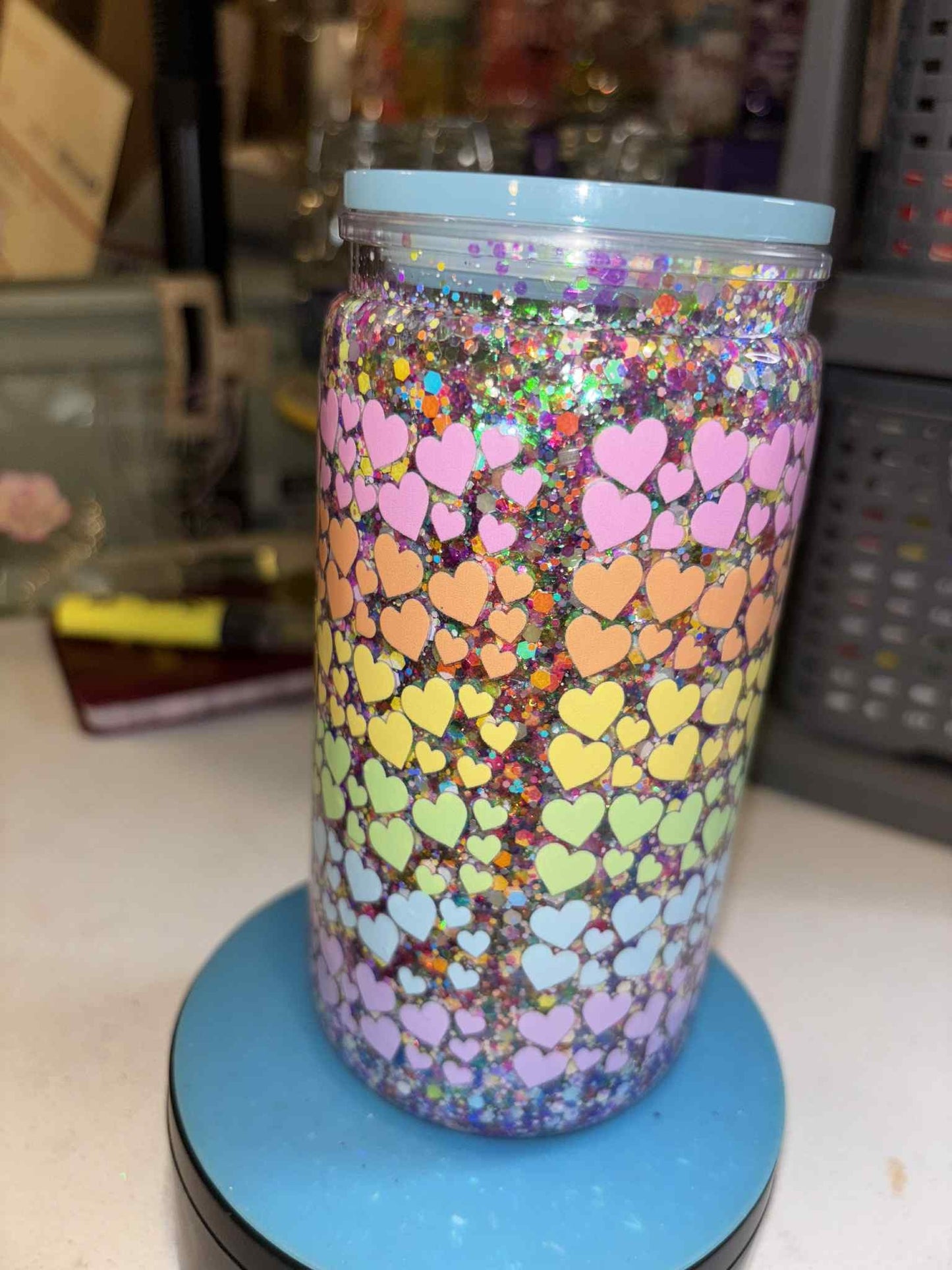 16OZ VALENTINE'S DAY PRE-MADE SNOWGLOBE CUP