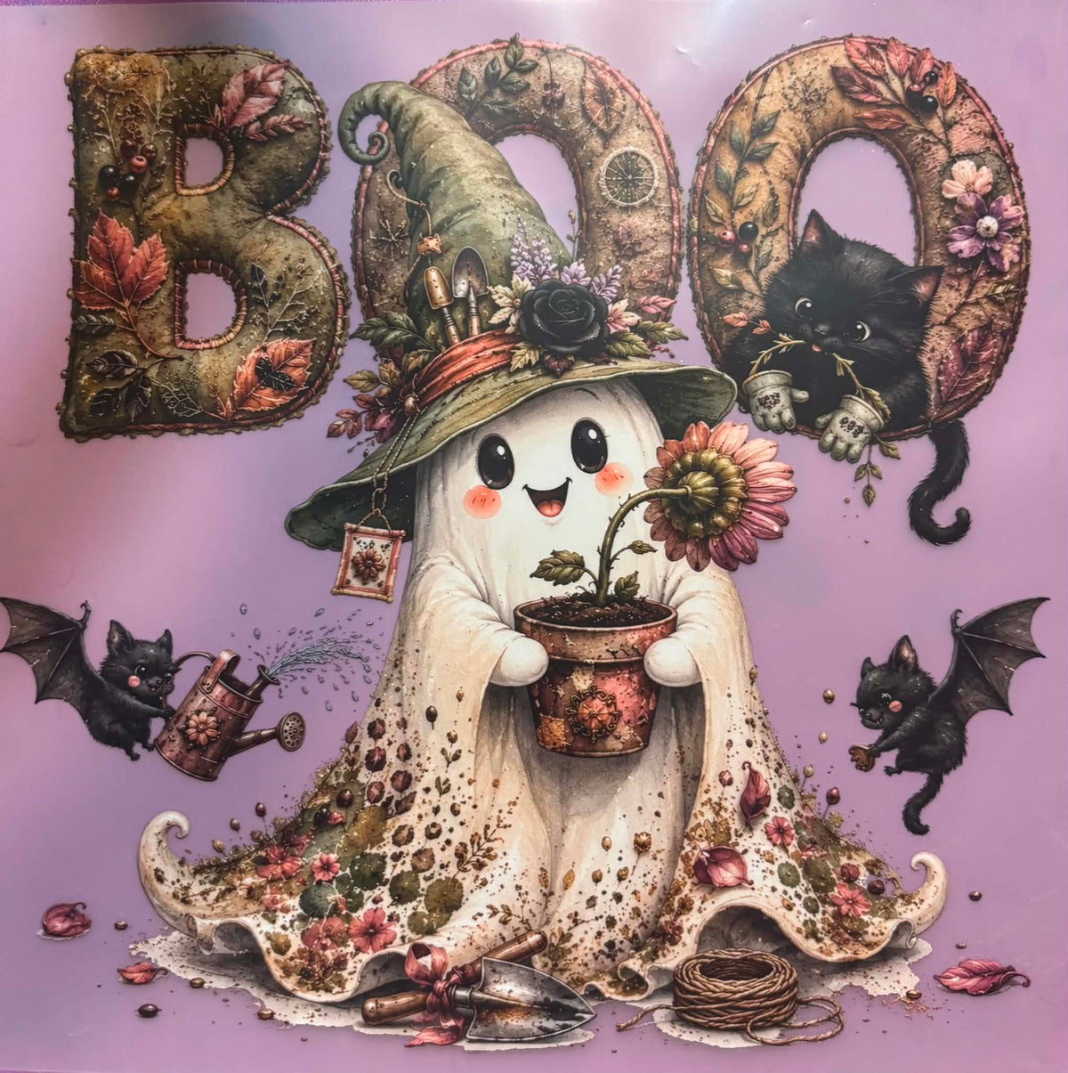 Cute Bat And Boo Ghost Shirt And Tote Bag Transfer