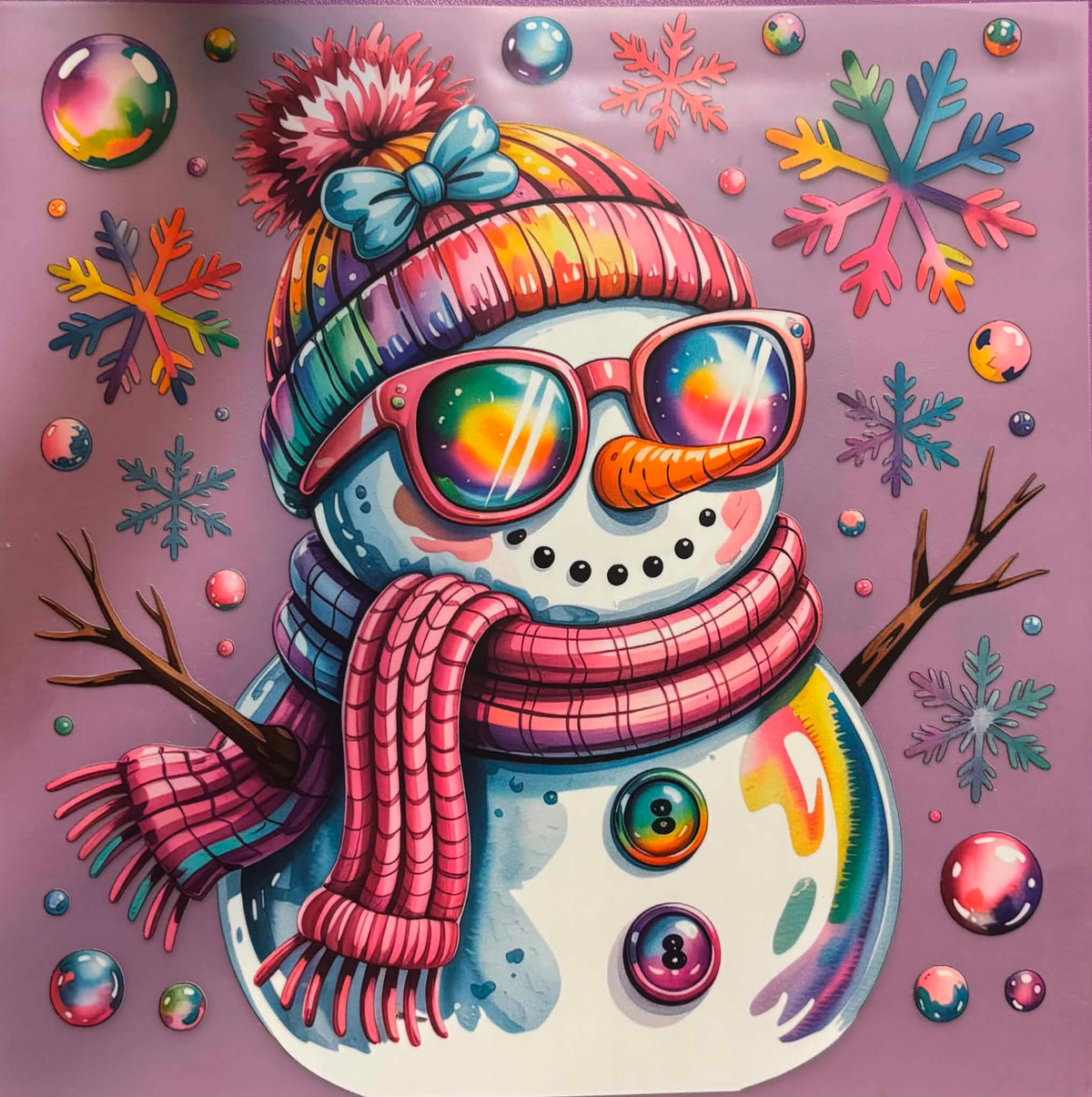 Bright Colorful Snowman Shirt Or Tote Bag Transfer