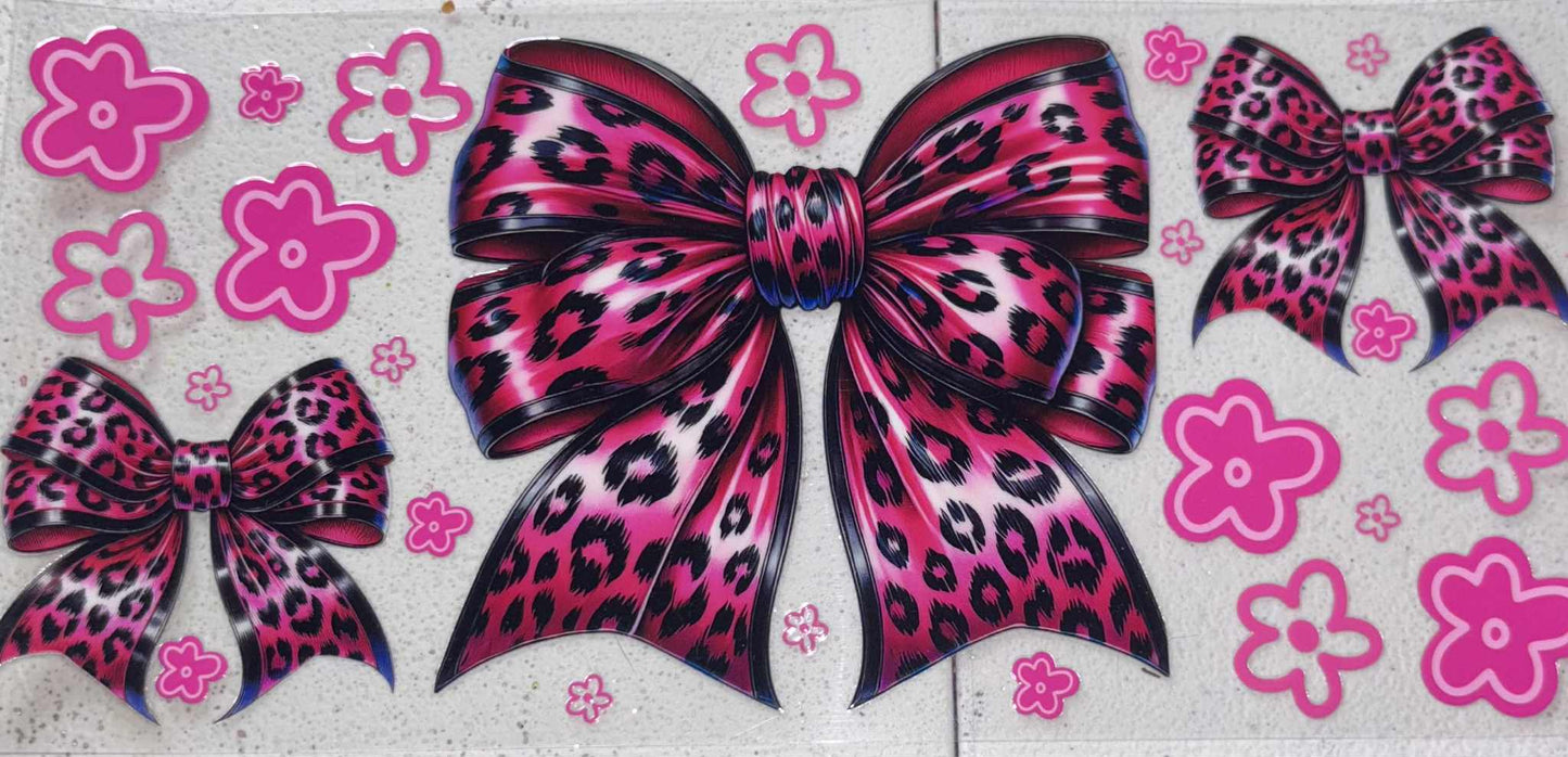 Pink cheetah bow snowglobe tumbler wrap