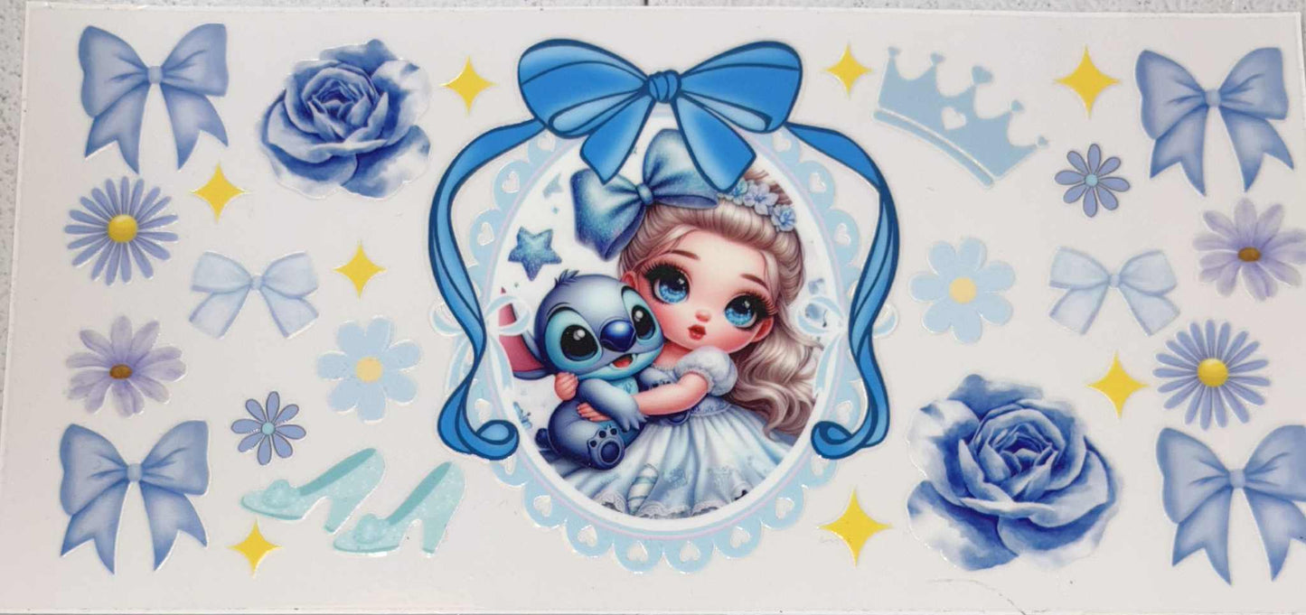 Stitch and princess snowglobe tumbler wrap