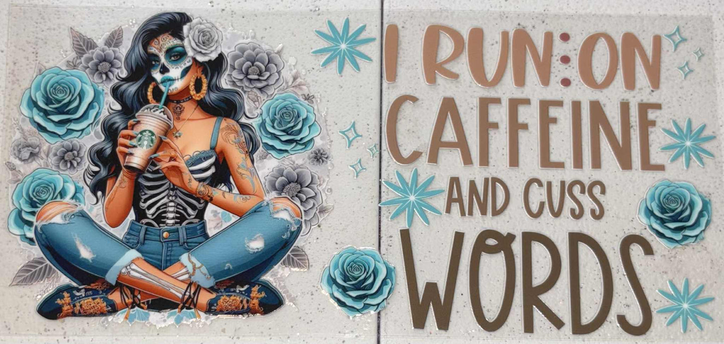 I run off coffee and cuss words snowglobe tumbler wrap