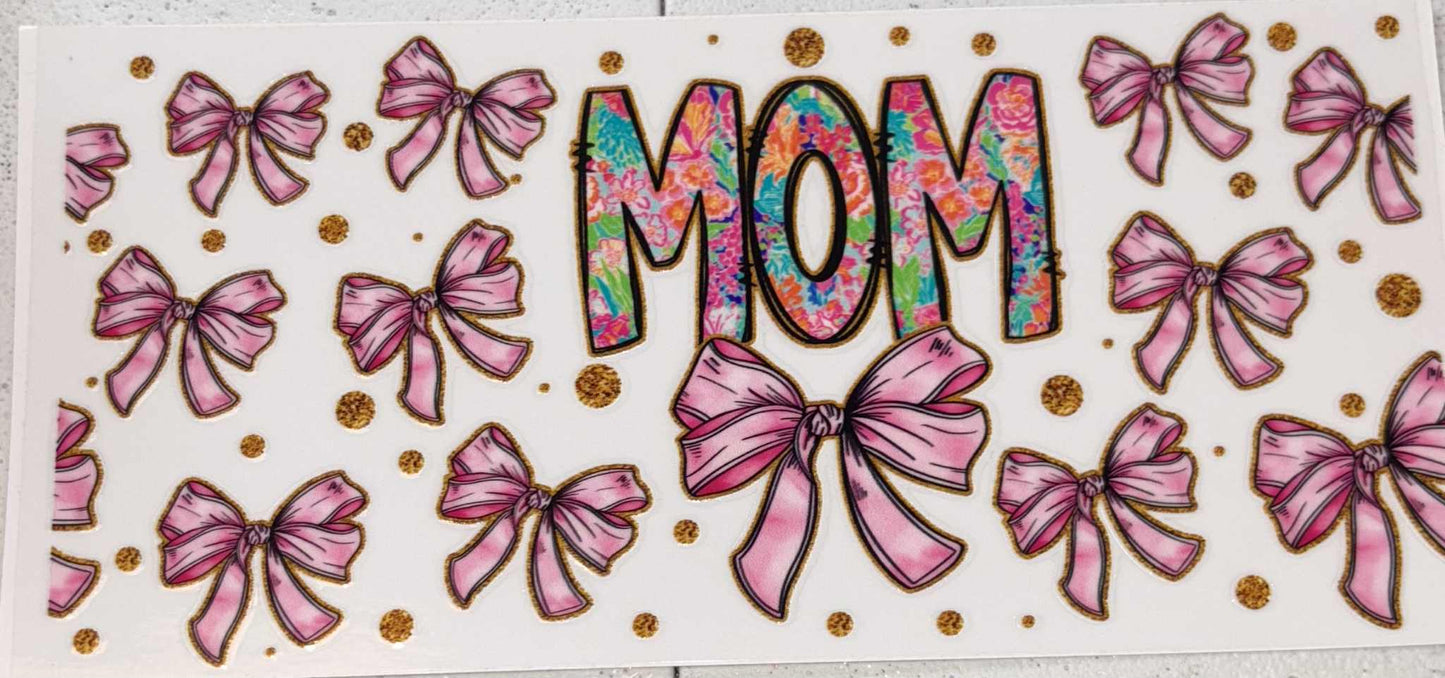 Mom and bows snowglobe tumbler wrap