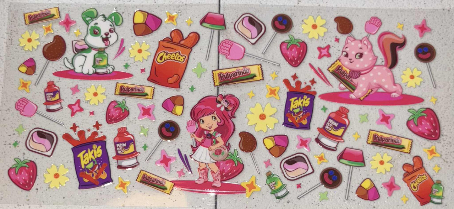 Strawberry shortcake and snacks snowglobe tumbler wrap