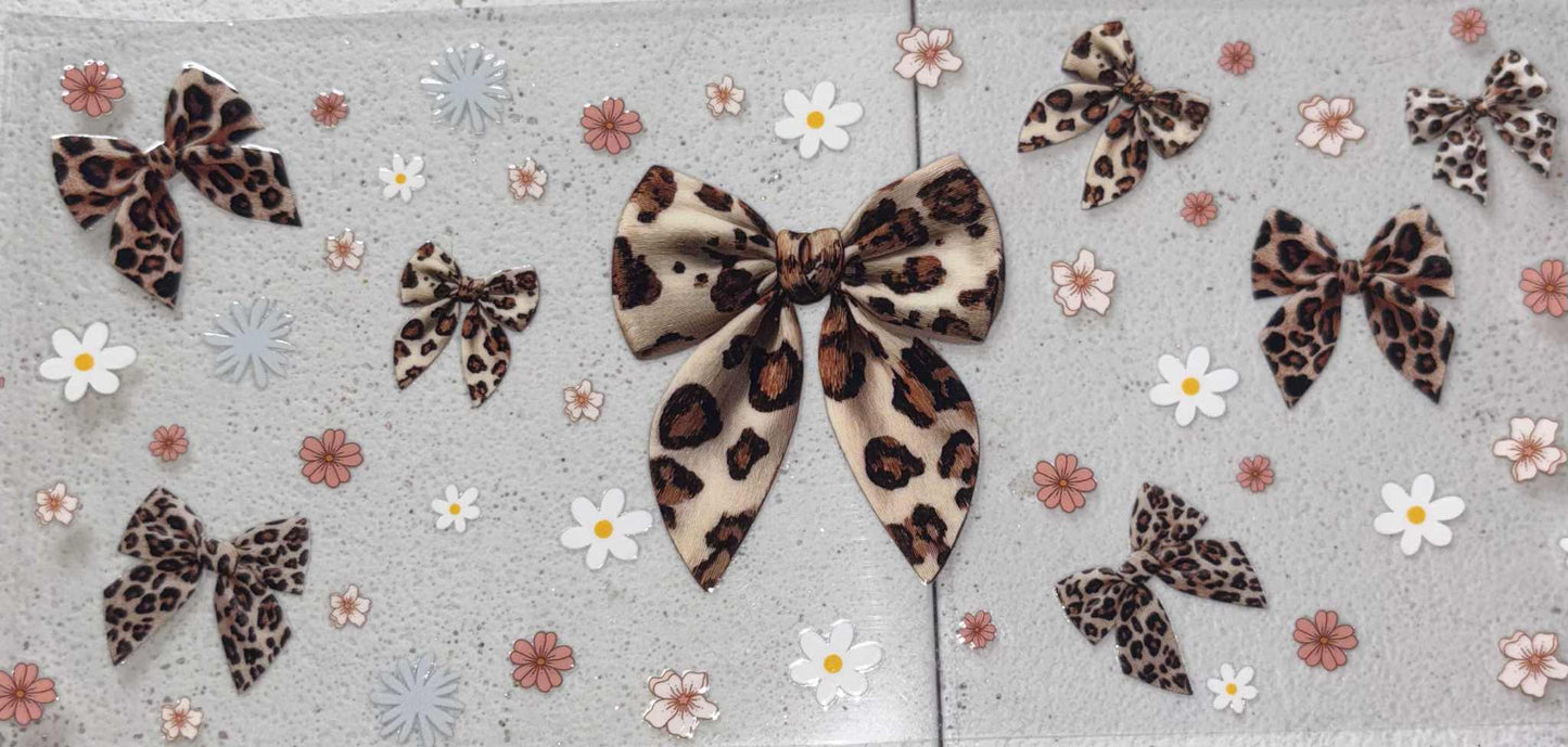 Cheetah bows snowglobe tumbler wrap