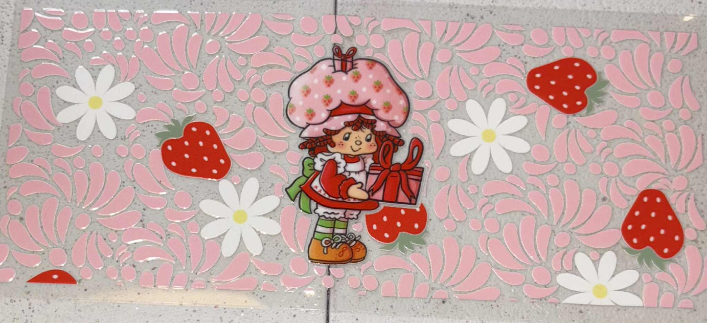 Pink strawberry shortcake snowglobe tumbler wrap