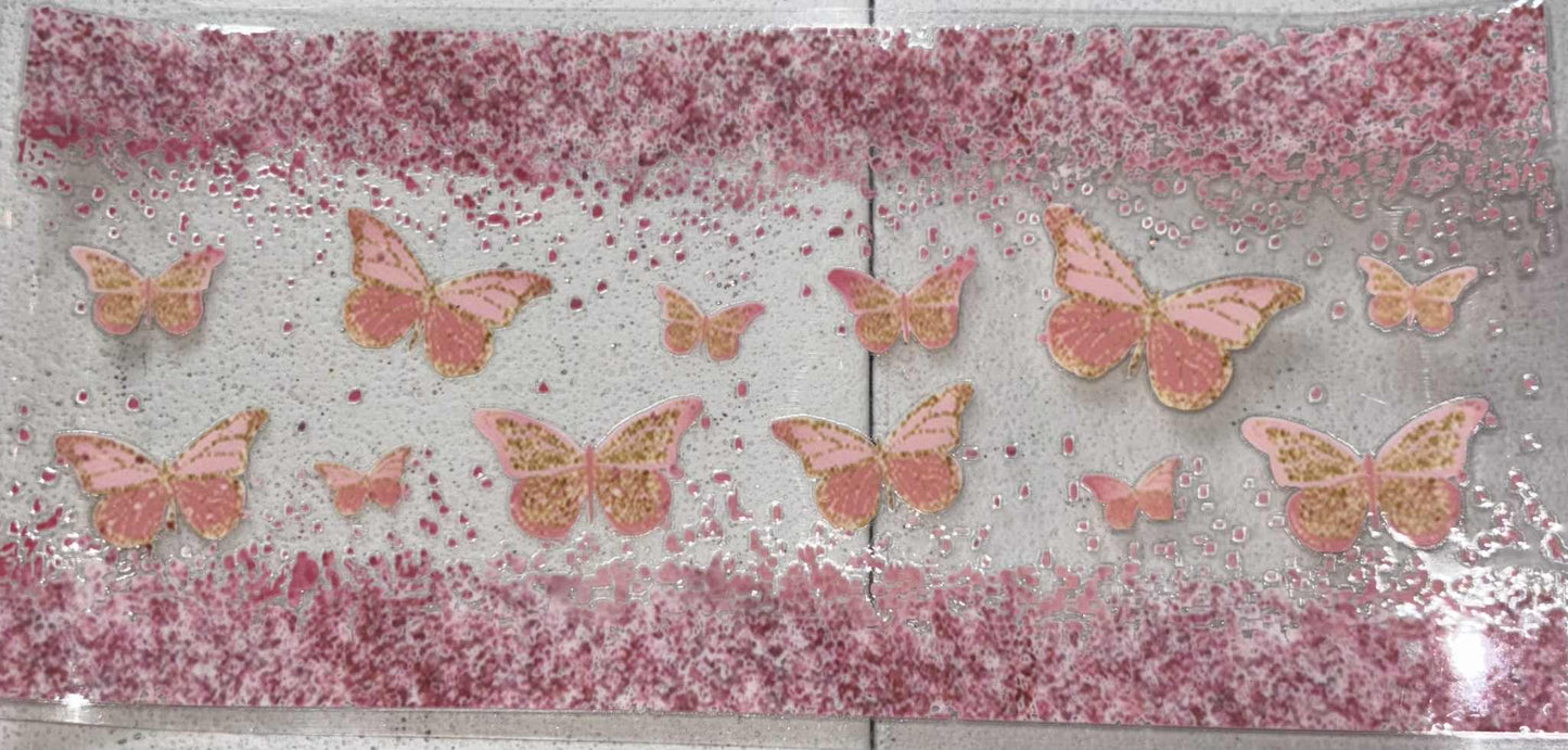 Pink butterfly snowglobe tumbler wrap