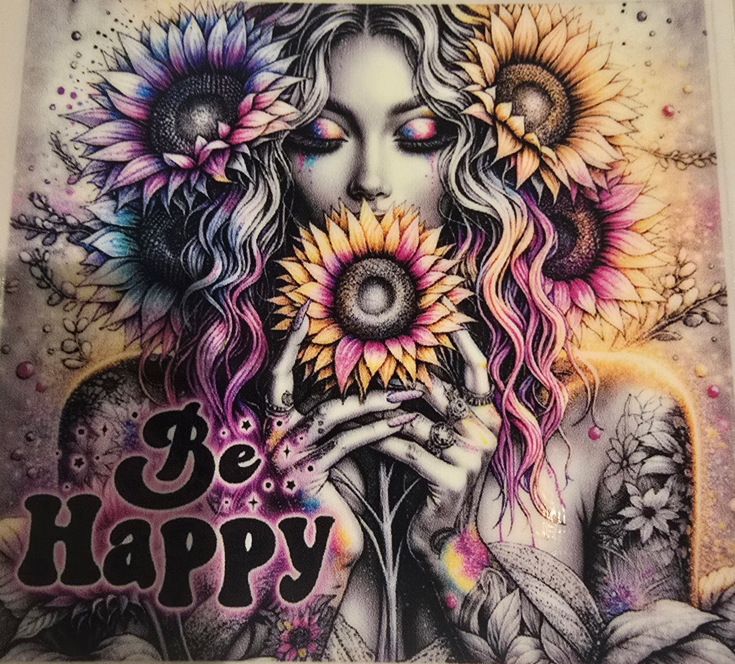TATTOO FLOWER GIRL BE HAPPY