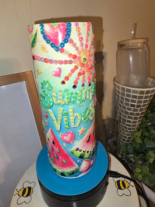 20oz Summer vibes Bling Tumbler