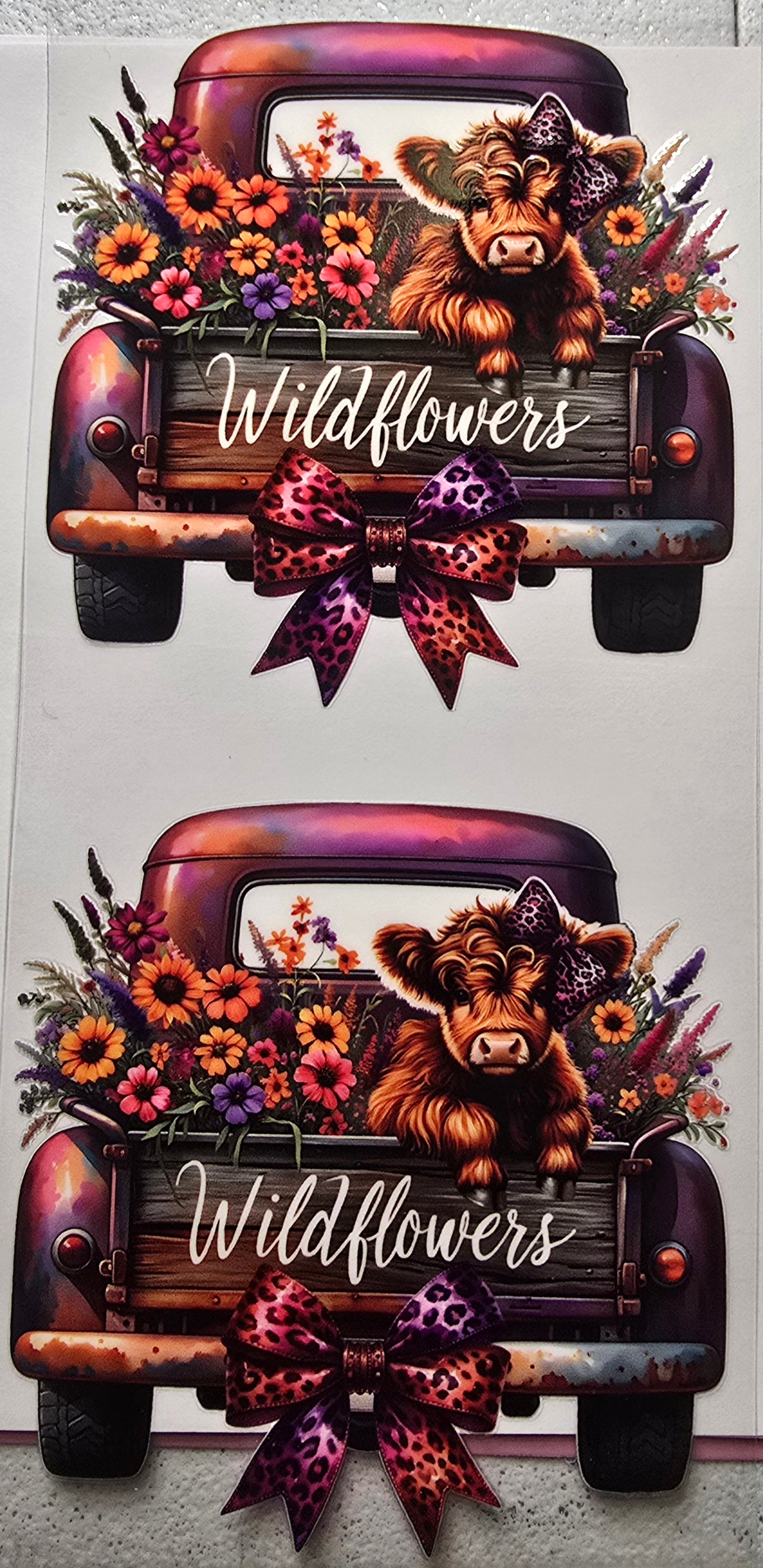 Wildflowers Highland Cow Truck Wrap