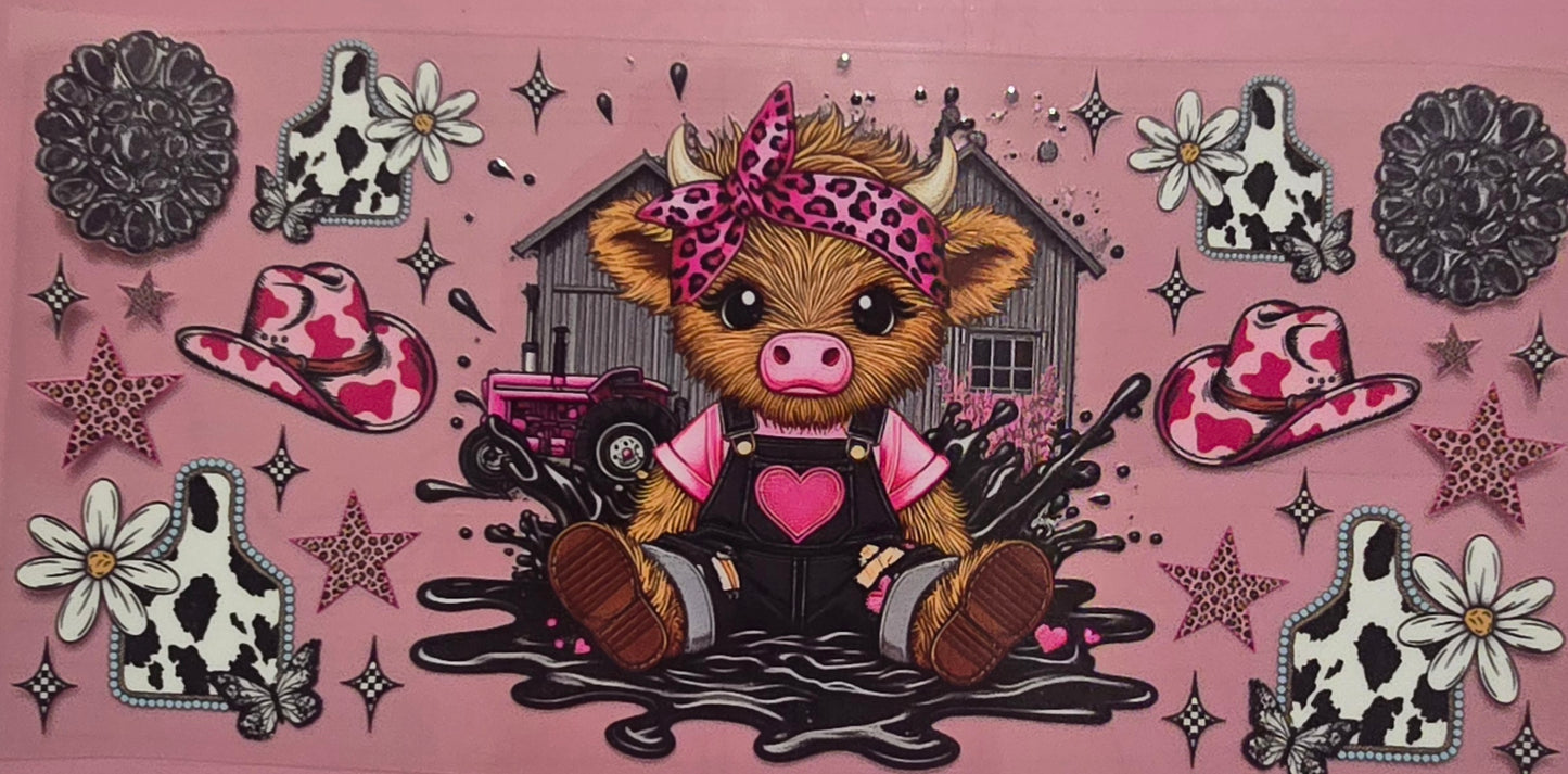 Black Pink Highlanding Cow Wrap