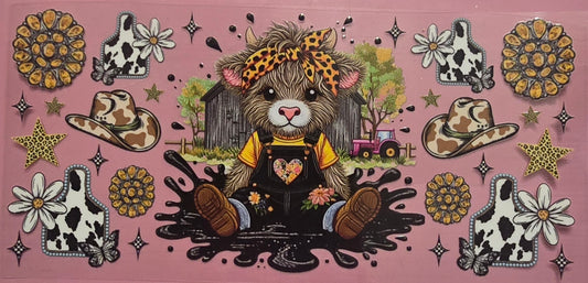 Black and Yellow Highland Cow Wrap