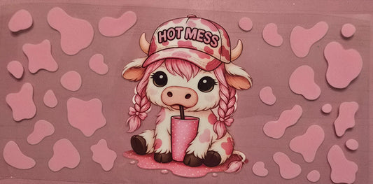 Pink Hot Mess Baby Highland Cow Wrap