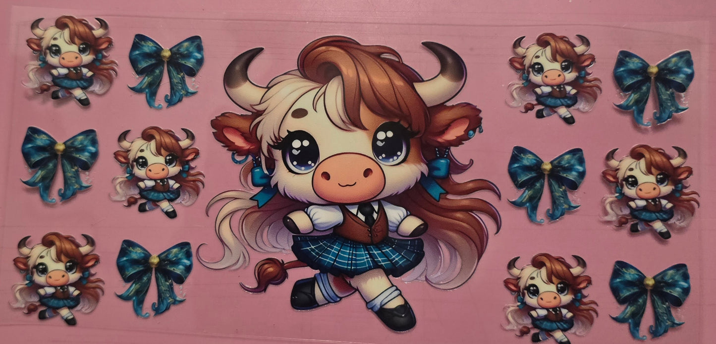 Dancing Baby Highland Cow Bow Wrap