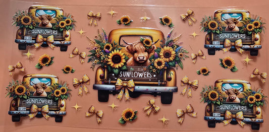 Sunflower Highland Cow Wrap