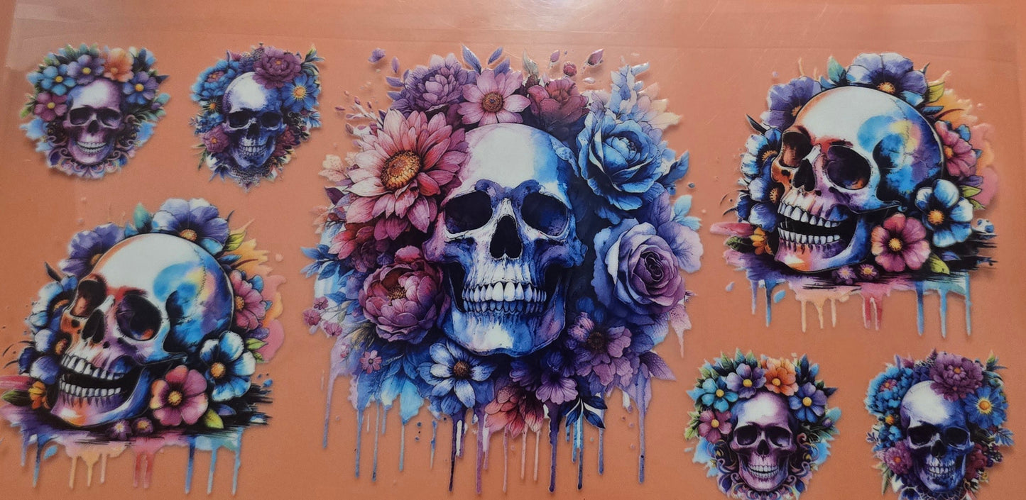 Flower Paint Drip Skull Wrap