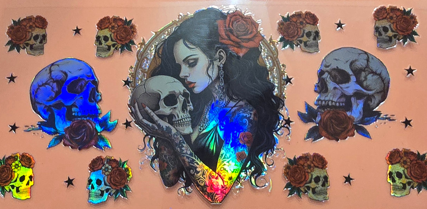 Holographic Beautiful Skull Lady Love  Wrap