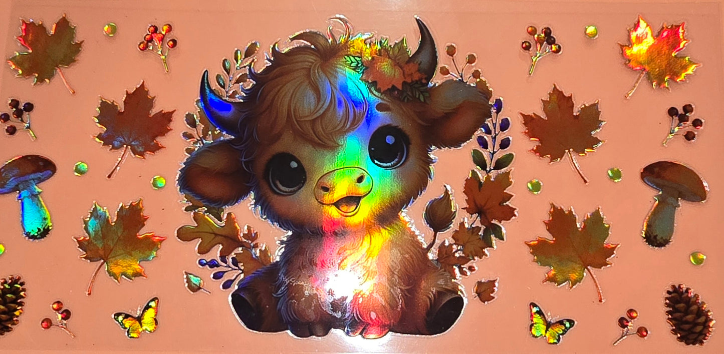 Holographic Fall Baby Highland Cow Wrap