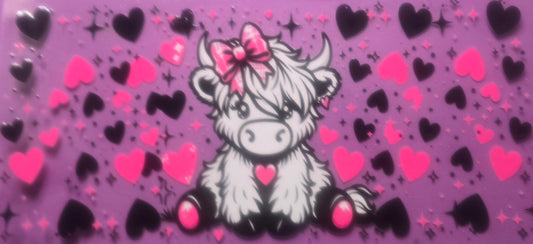 Pink & Black Heart HIghland Wrap