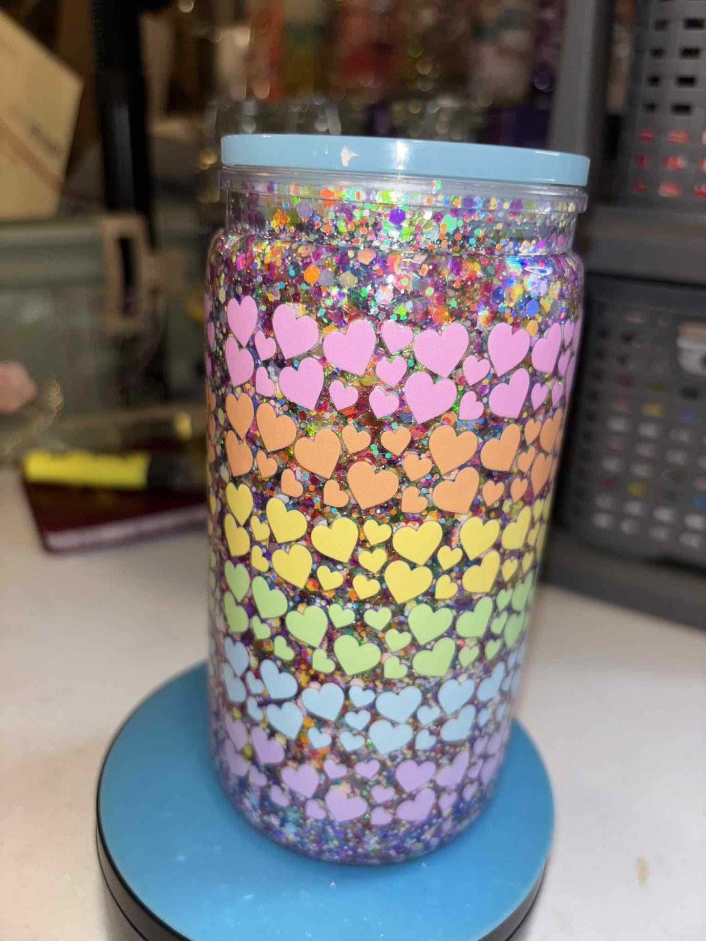 16OZ VALENTINE'S DAY PRE-MADE SNOWGLOBE CUP