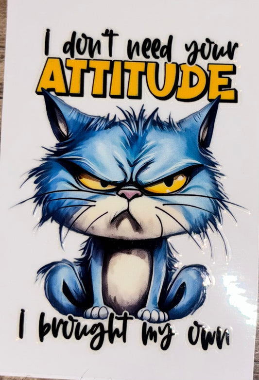 Attitude cat quote uv cup decal