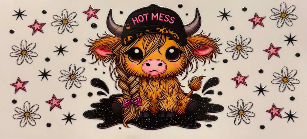 Flower Hot Mess Highland Cow Wrap