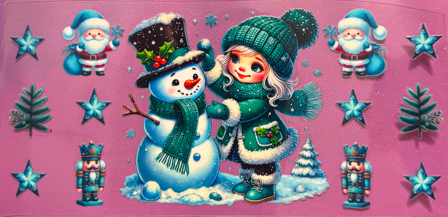 Little Girl And Snowman Christmas Wrap