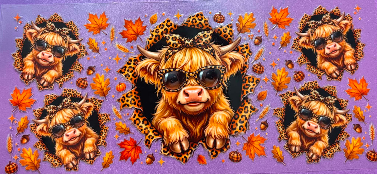 Fall Leaves  Highland Cow Wrap