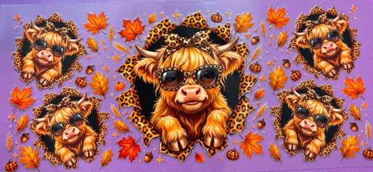 Fall Leaves  Highland Cow Wrap