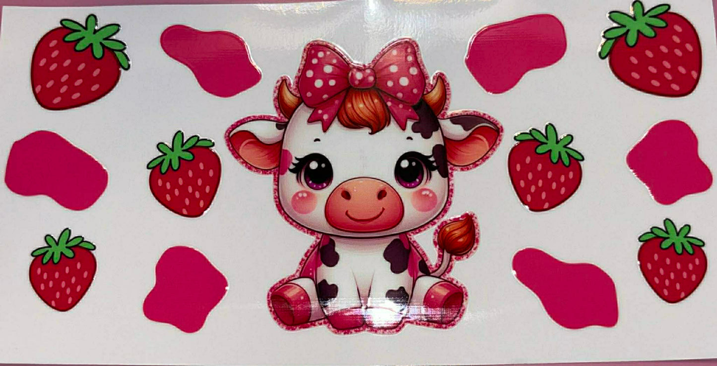 Pink Strawberry Highland Cow Wrap