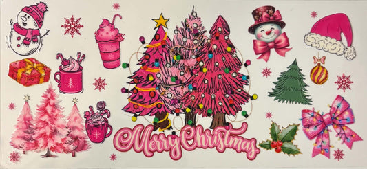 Pink Merry Christmas Tree Wrap
