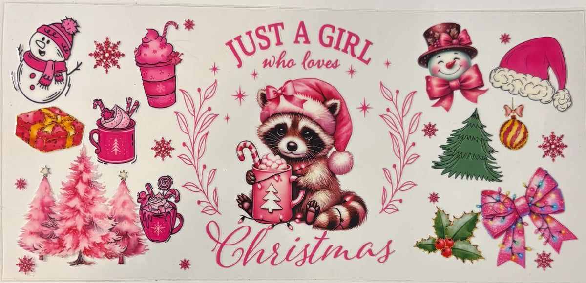 Just A Girl Who Loves Christmas Racoon Christmas Wrap