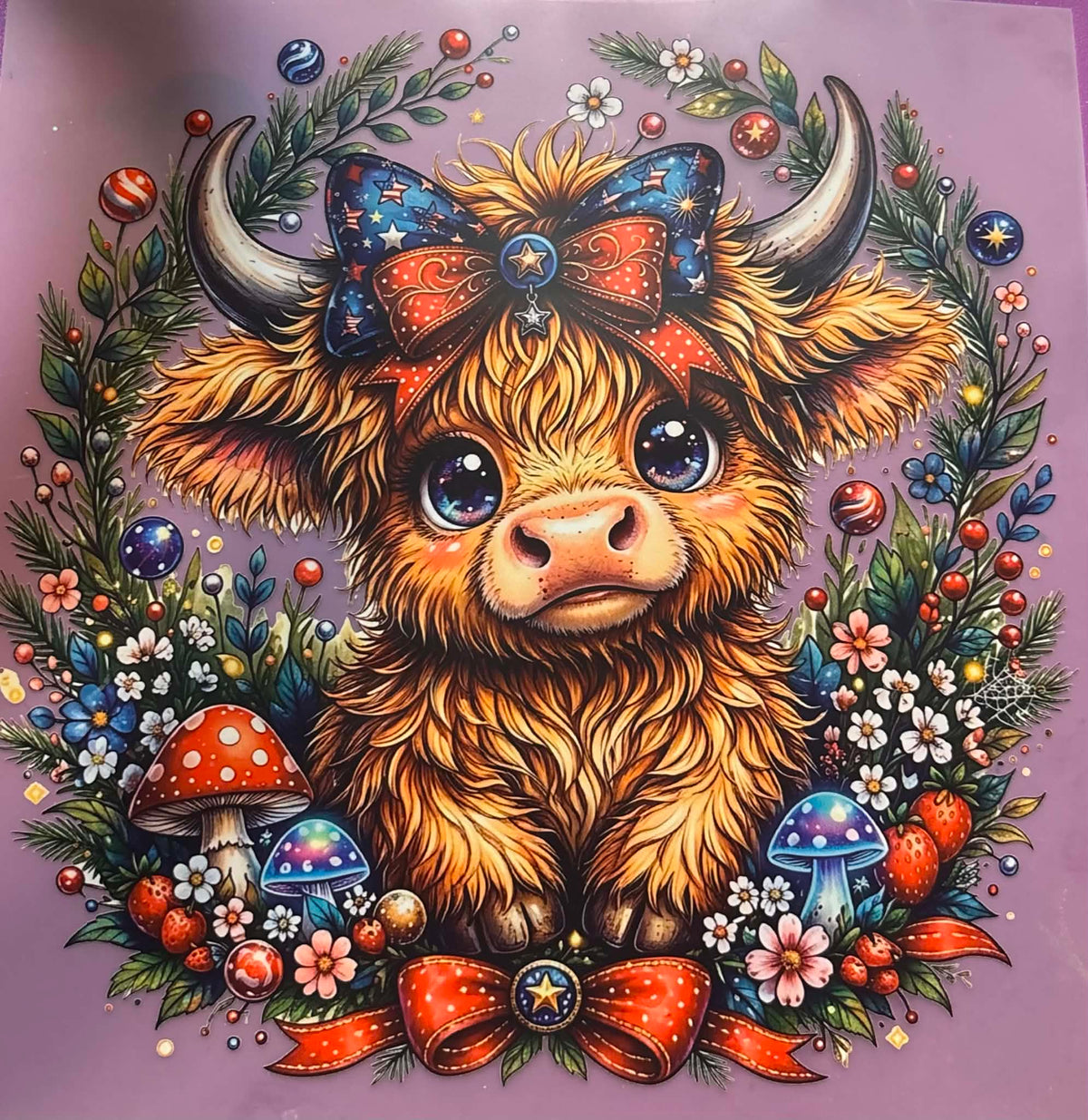 Christmas Highland Cow Shirt Or Tote Bag Trasfer