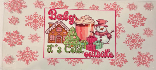 Baby Its Cold Outside Pink Christmas Wrap
