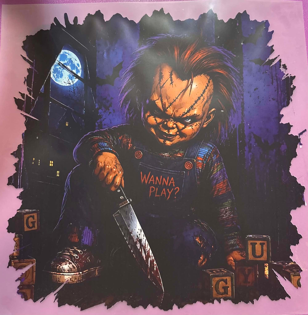 Wanna Play Chucky Shirt Or Tote Bag Trasfers