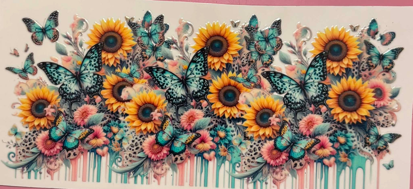 Butterfly Sunflower Paint Drip wrap