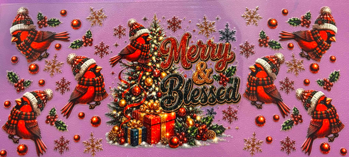 Merry & Blessed Christmas Cardinals Wrap