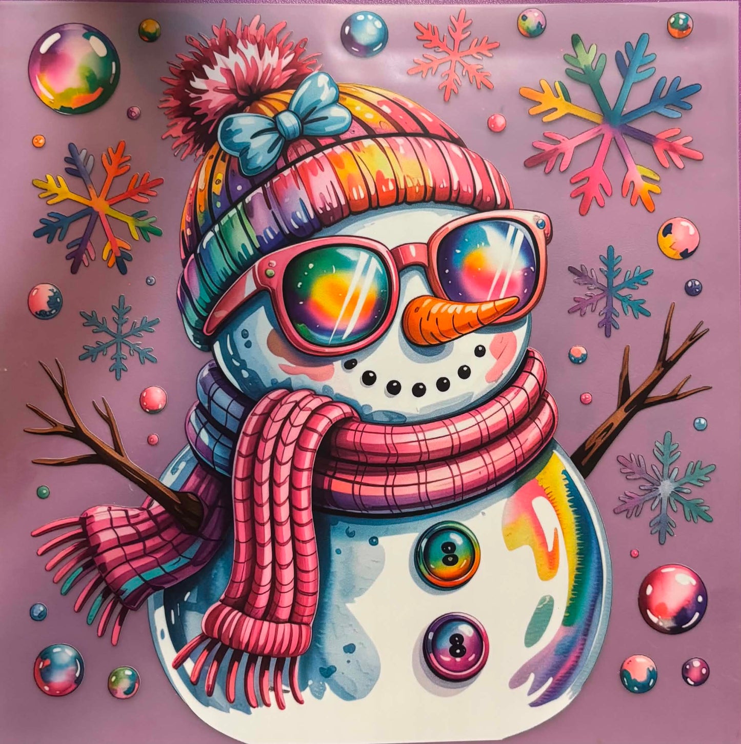 Bright Colorful Snowman Shirt Or Tote Bag Transfer