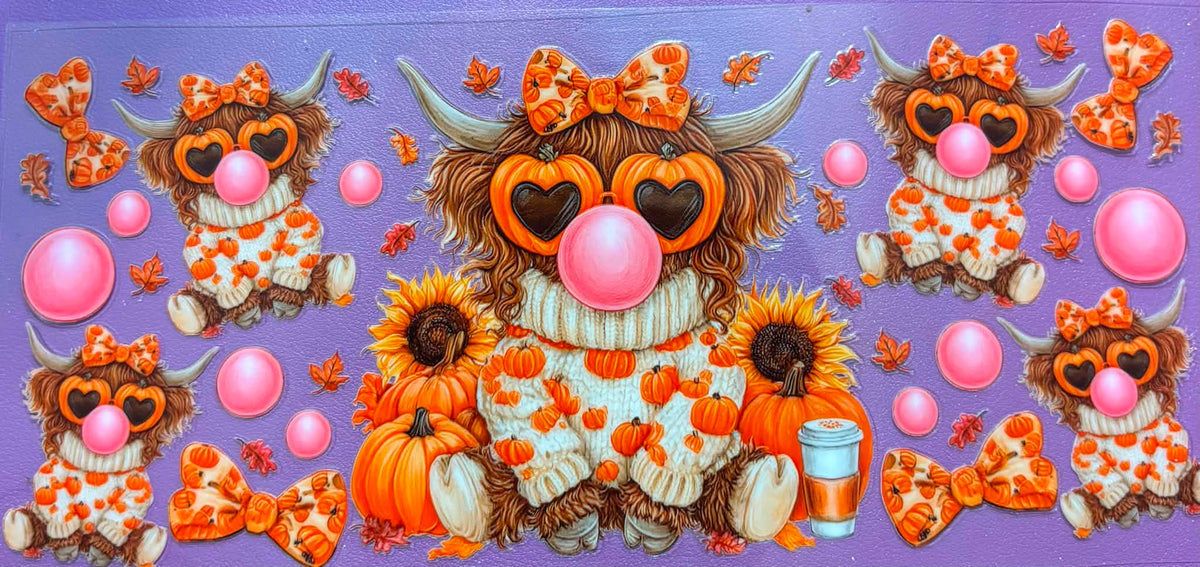 Bubble Gum Highland Cow Wrap