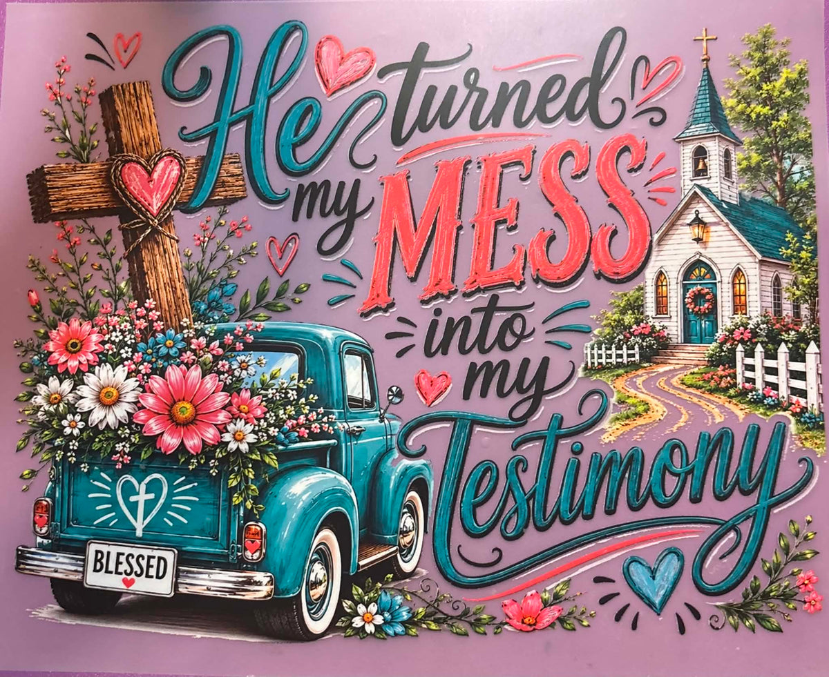 He Turned My Mess Into my Testimony Shirt Or Tote Bag Transfer
