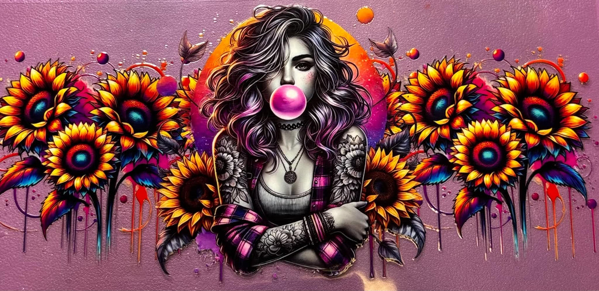 Bubble Gum Tattoo Sunflower Girl Wrap