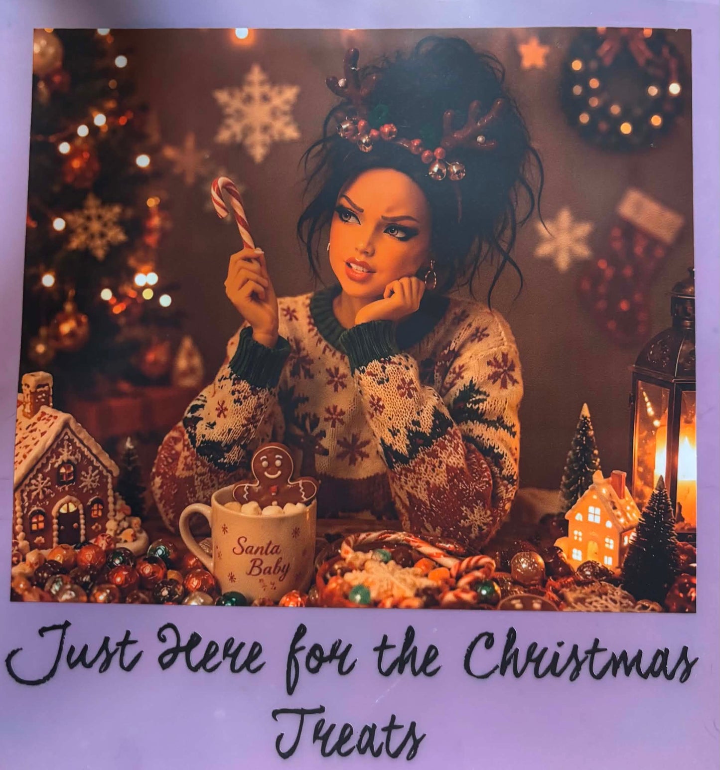 Just Here For The Christmas Treats Shirt Or Tote Bag Transfer