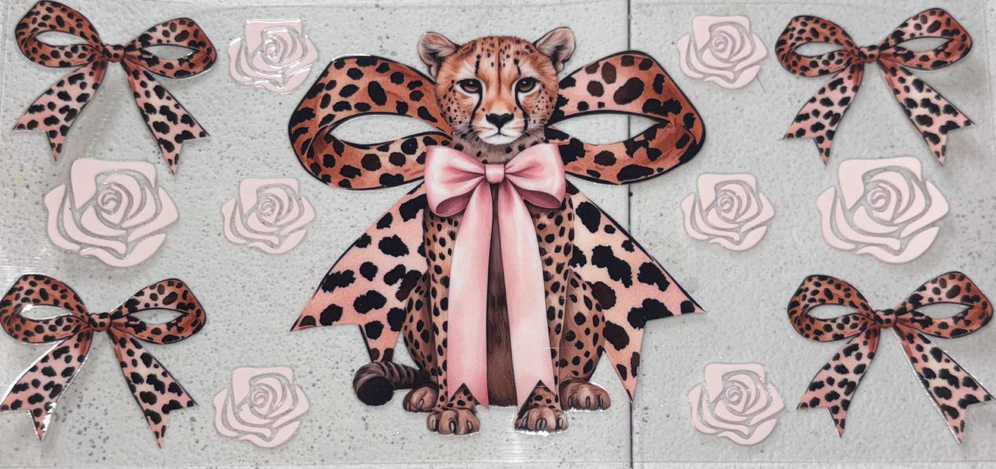 Cheetah Bow snowglobe tumbler wrap