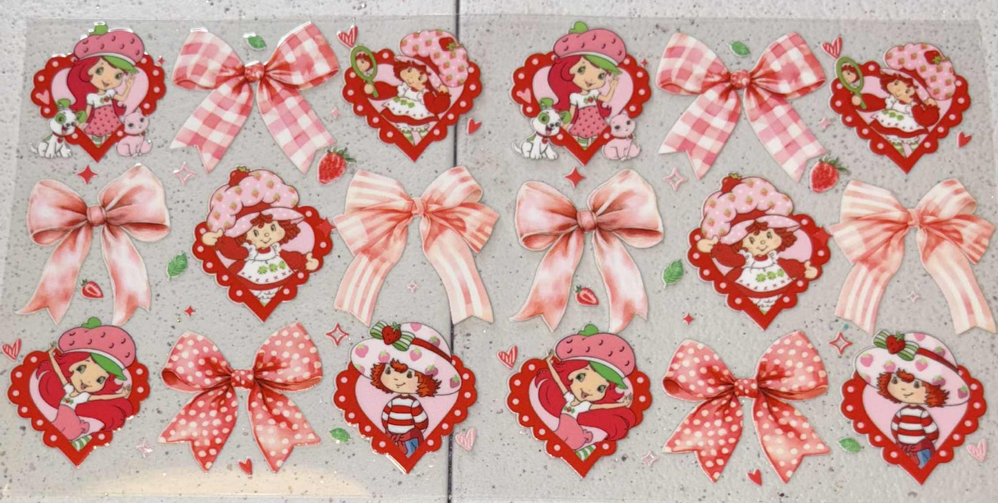 Strawberry plaid bow snowglobe tumbler wrap