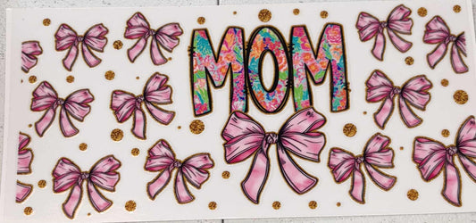 Mom and bows snowglobe tumbler wrap